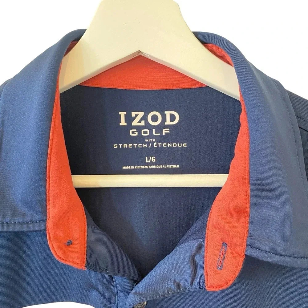 IZOD Men's Golf Polo in Salmon and Navy Size L - Short Sleeve with stretch - Picture 6 of 16